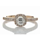 18ct Rose Gold Halo Set Ring 0.74 Carats - Valued By AGI £8,880.00 - A sparkling round brilliant cut