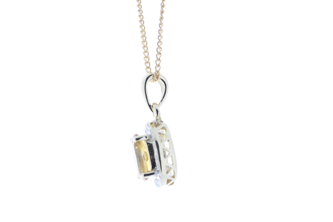 9ct Yellow Gold Diamond And Citrine Pendant (C 0.75) 0.11 Carats - Valued By GIE £1,520.00 - An oval - Image 4 of 5