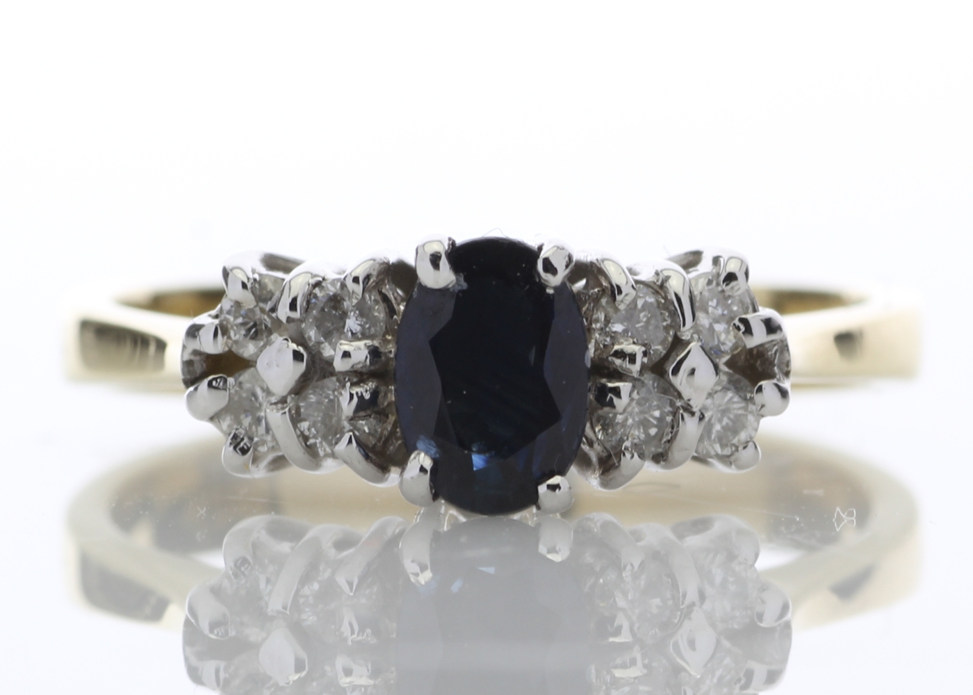 18ct Boat Shape Cluster Diamond Saphire Ring 0.50 Carats - Valued By IDI £3,900.00 - A beautiful