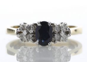 18ct Boat Shape Cluster Diamond Saphire Ring 0.50 Carats - Valued By IDI £3,900.00 - A beautiful