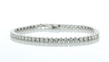 18ct White Gold Tennis Diamond Bracelet 4.13 Carats - Valued By IDI £15,240.00 - Fifty two round