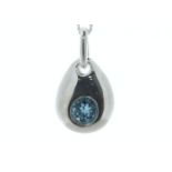 Sterling Silver March Birthstone 4mm Aquamarine Crystal Pendant - Valued By AGI £431.00 - A 4mm