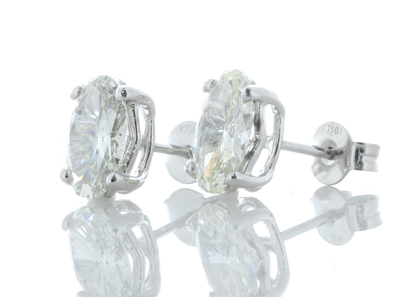 18ct White Gold Single Stone Oval Cut Diamond Earring 2.55 Carats - Valued By AGI £77,230.00 - Two - Image 3 of 4