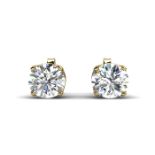 9ct Yellow gold Single Stone Diamond Earring 0.40 Carats - Valued By IDI £7,195.00 - Two round