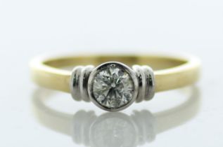 18ct Yellow Gold Single Stone Rub Over Set Diamond Ring 0.41 Carats - Valued By IDI £6,475.00 - A
