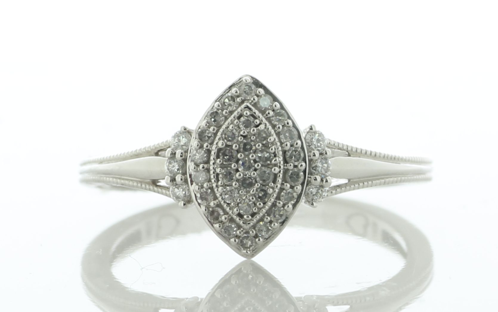 9ct White Gold Marquise Cluster Diamond Ring 0.20 Carats - Valued By IDI £1,560.00 - Thirteen single