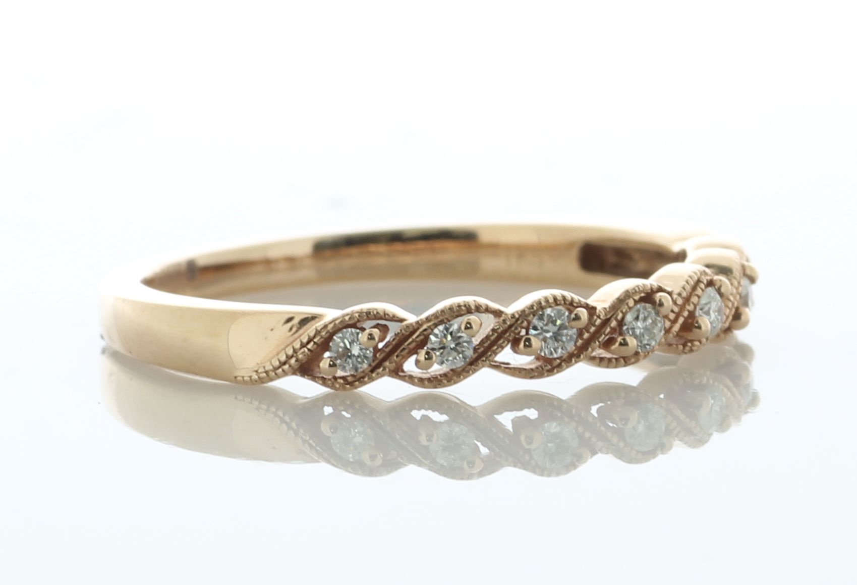 14ct Rose Gold Twist Argyle Diamond Ring 0.10 Carats - Valued By IDI £1,995.00 - Seven round - Image 2 of 5