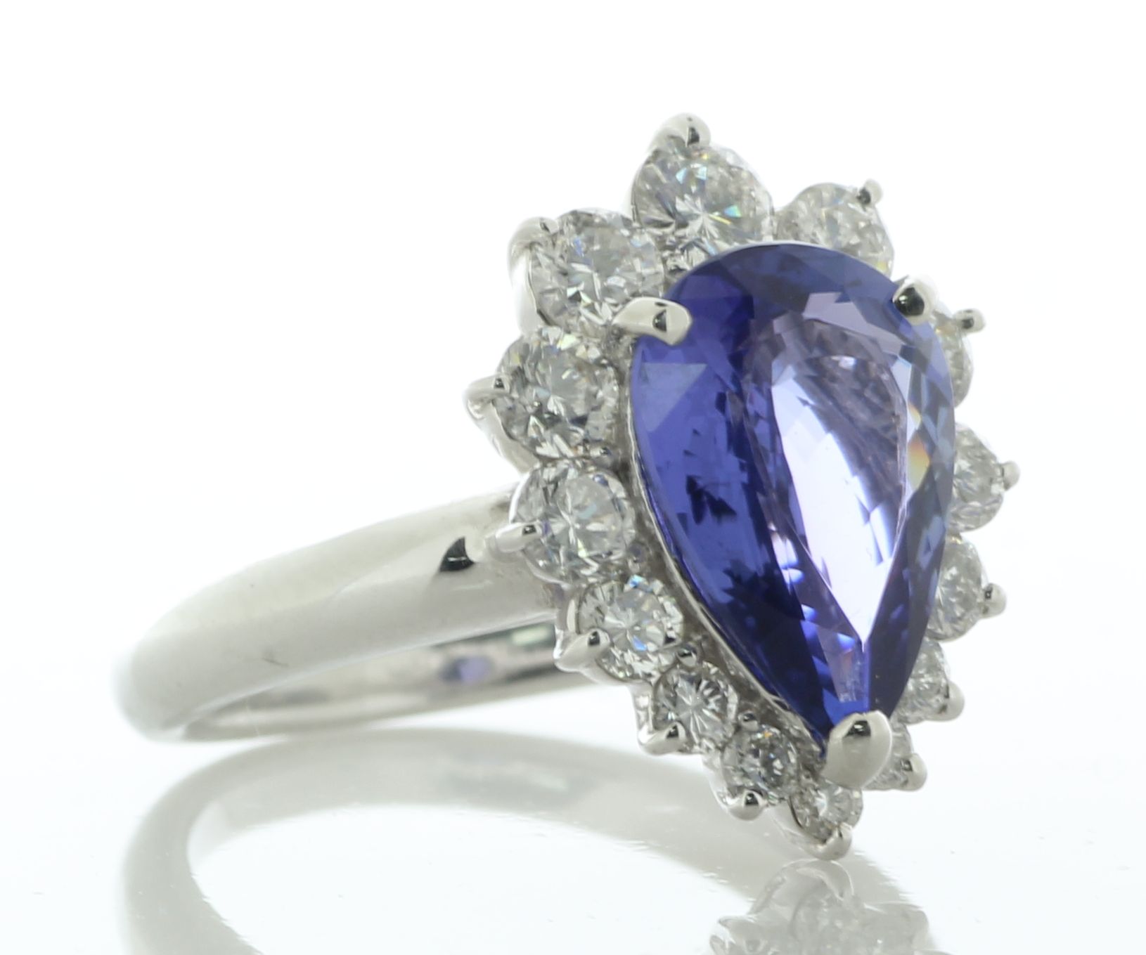 Platinum Pear Cluster Claw Set Tanzanite And Diamond Ring (T3.43) 1.27 Carats - Valued By IDI £18, - Image 2 of 5