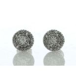 14ct White Gold Round Cluster Diamond Stud Earring 0.25 Carats - Valued By IDI £1,720.00 - One