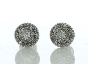 14ct White Gold Round Cluster Diamond Stud Earring 0.25 Carats - Valued By IDI £1,720.00 - One