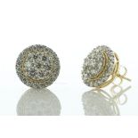 14ct Yellow Gold Round Cluster Diamond Stud Earring 1.50 Carats - Valued By IDI £7,520.00 - These