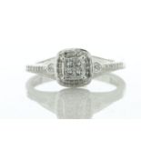 9ct White Gold Single Stone With Halo And Shoulders Setting Ring 0.20 Carats - Valued By IDI £1,
