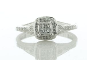 9ct White Gold Single Stone With Halo And Shoulders Setting Ring 0.20 Carats - Valued By IDI £1,