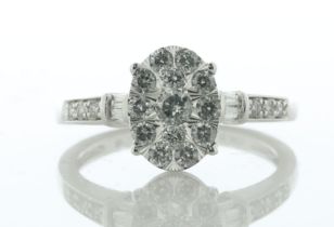 14ct White Gold Oval Cluster Diamond Ring 0.65 Carats - Valued By IDI £2,100.00 - Thirteen round