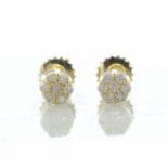 14ct yellow Gold Round Cluster Diamond Stud Screw back Earring 0.25 Carats - Valued By IDI £1,340.00
