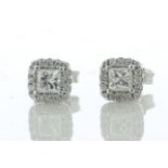 9ct White Gold Princess Cut Halo Diamond Stud Earring 0.50 Carats - Valued By IDI £2,580.00 - One