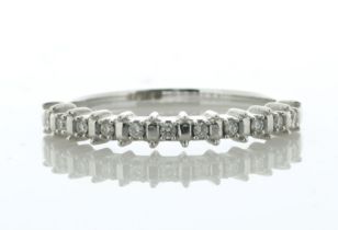 14ct White Gold Bar Set Semi Eternity Diamond Ring 0.10 Carats - Valued By IDI £1,620.00 - A twist