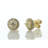 14ct Yellow Gold Cluster Diamond Stud Earring 0.66 Carats - Valued By IDI £3,700.00 - One princess