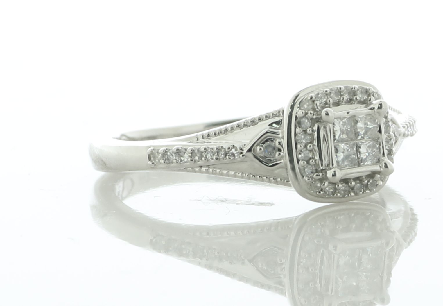 9ct White Gold Single Stone With Halo And Shoulders Ring 0.20 Carats - Valued By IDI £1,510.00 - - Image 2 of 6