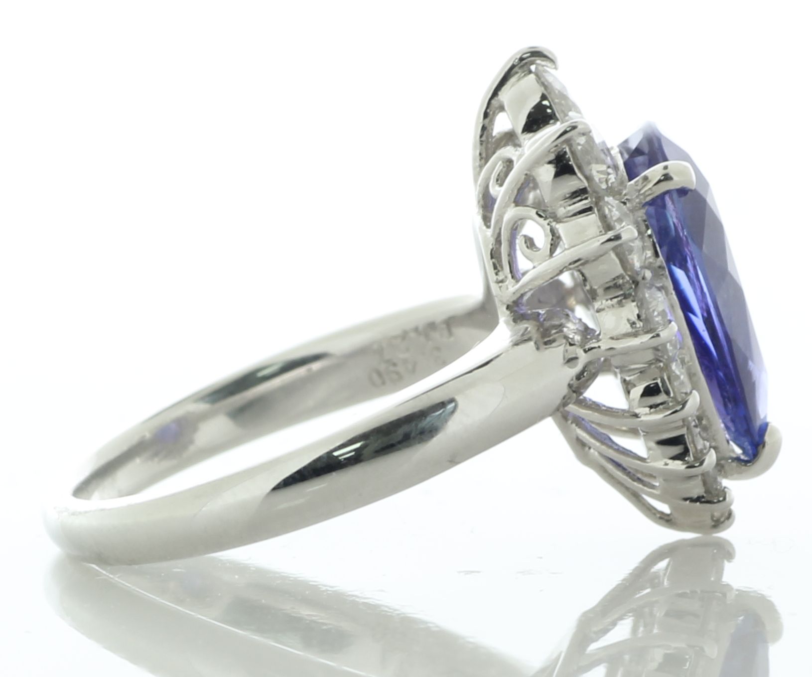 Platinum Pear Cluster Claw Set Tanzanite And Diamond Ring (T3.43) 1.27 Carats - Valued By IDI £18, - Image 3 of 5