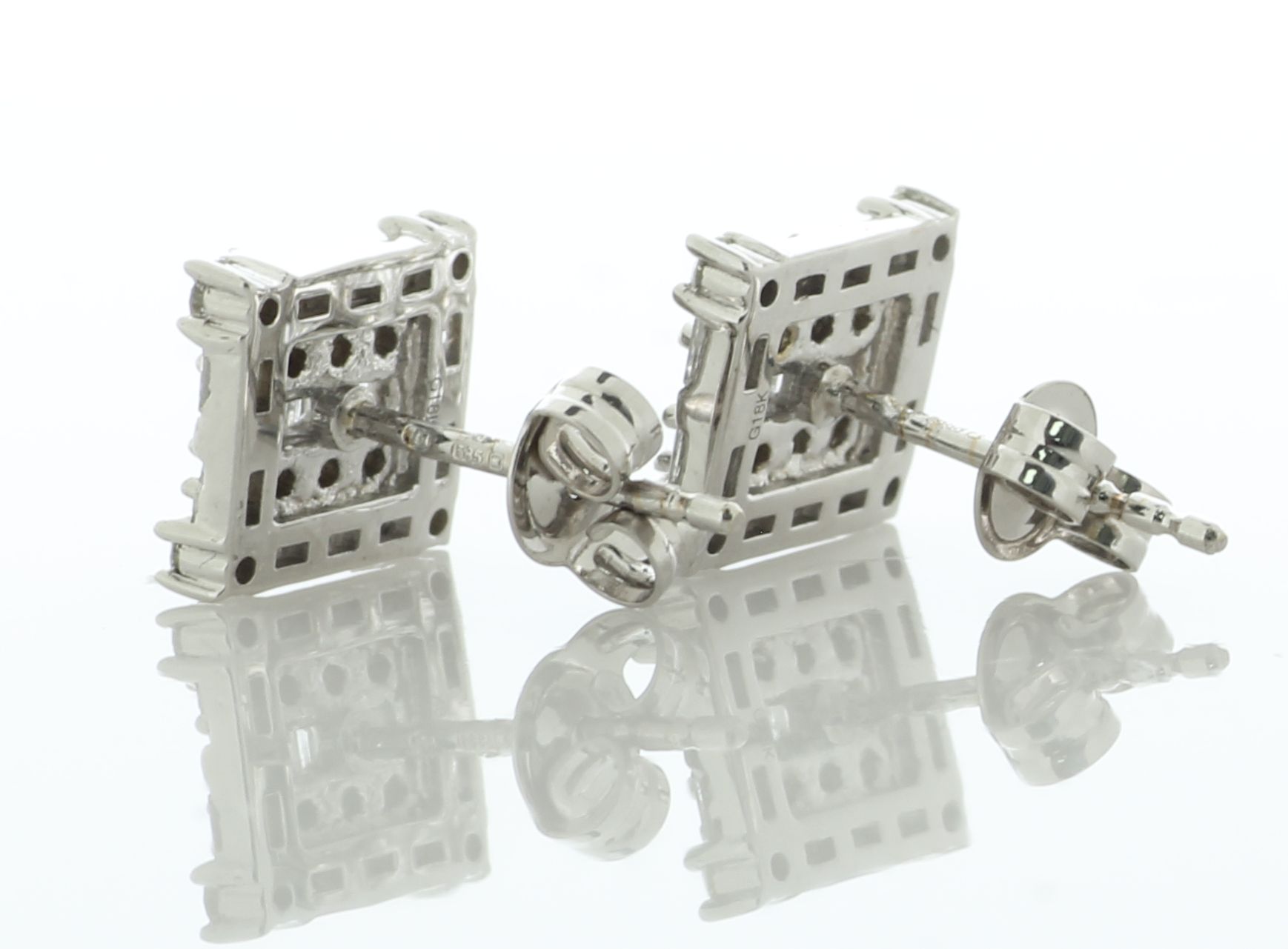 14ct White Gold Square Cluster Diamond Stud Earring 0.50 Carats - Valued By IDI £3,210.00 - These - Image 3 of 5