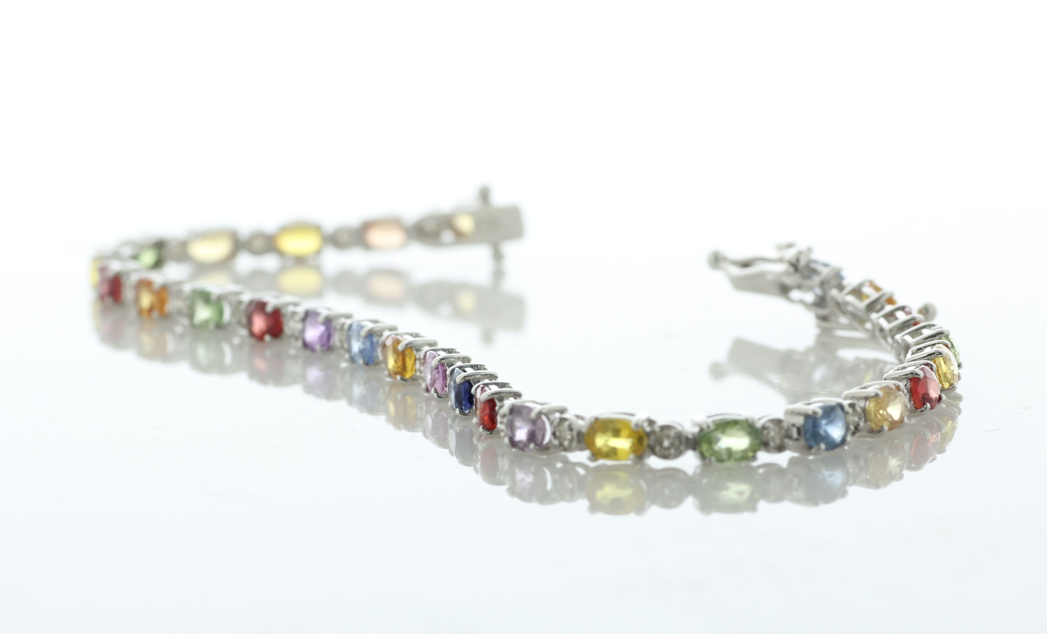 18ct White Gold Diamond And Coloured Sapphire Bracelet (S6.02) 0.38 Carats - Valued By IDI £10,295. - Image 4 of 5