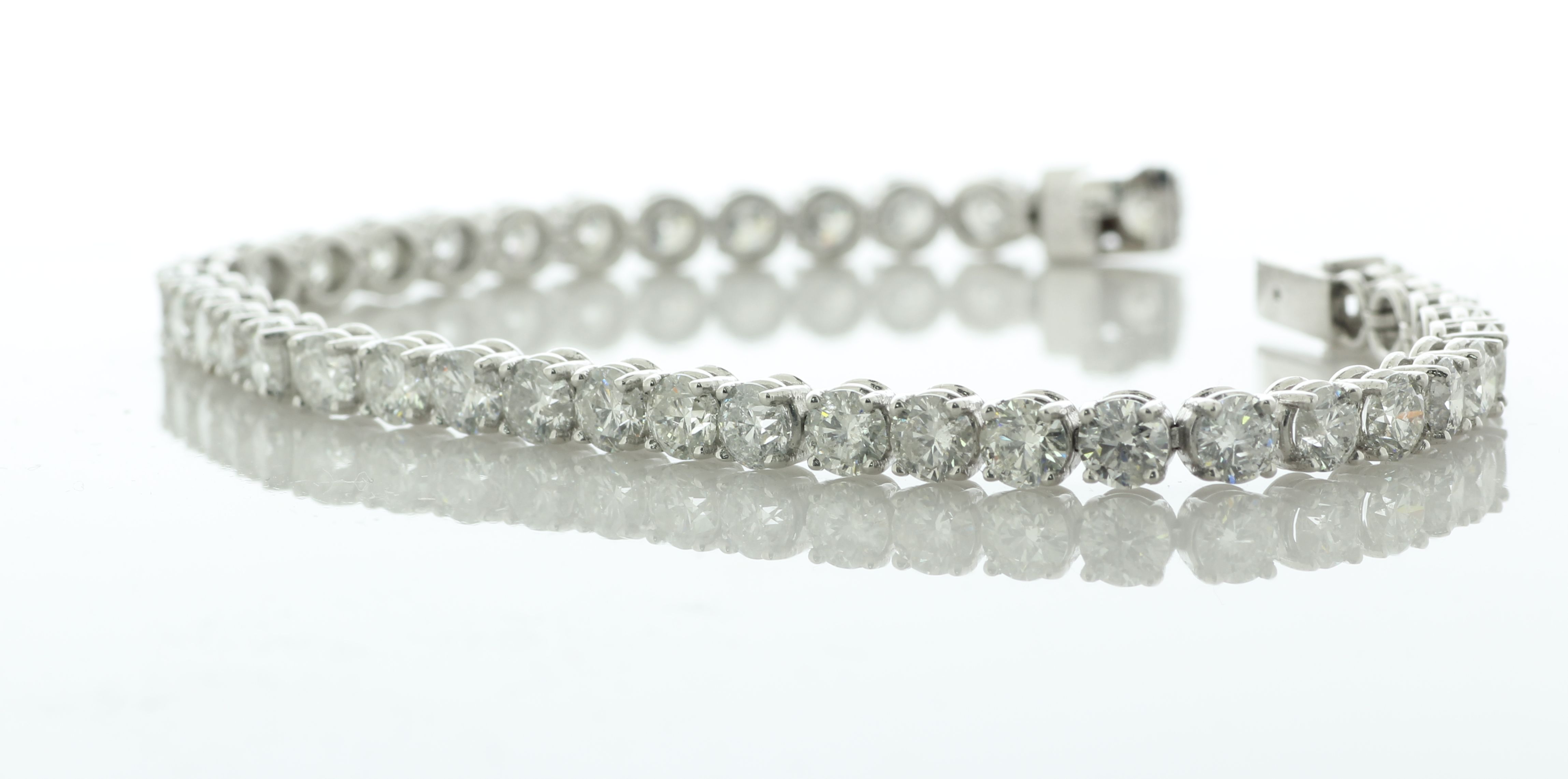 18ct White Gold Tennis Diamond Bracelet 12.42 Carats - Valued By IDI £37,260.00 - Forty round - Image 3 of 4