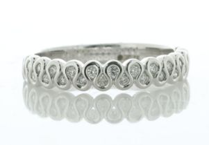 14ct White Gold Meander Curve Rub Over Set Semi Eternity Diamond Ring 3.5mm 0.20 Carats - Valued