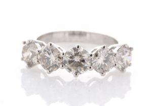 18ct White Gold Five Stone Diamond Ring 2.54 Carats - Valued By IDI £15,750.00 - Five beautiful