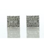 14ct White Gold Square Cluster Diamond Stud Earring 0.50 Carats - Valued By IDI £3,210.00 - These