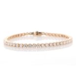 18ct Rose Gold Tennis Diamond Bracelet 5.47 Carats - Valued By IDI £19,995.00 - Fifty two round