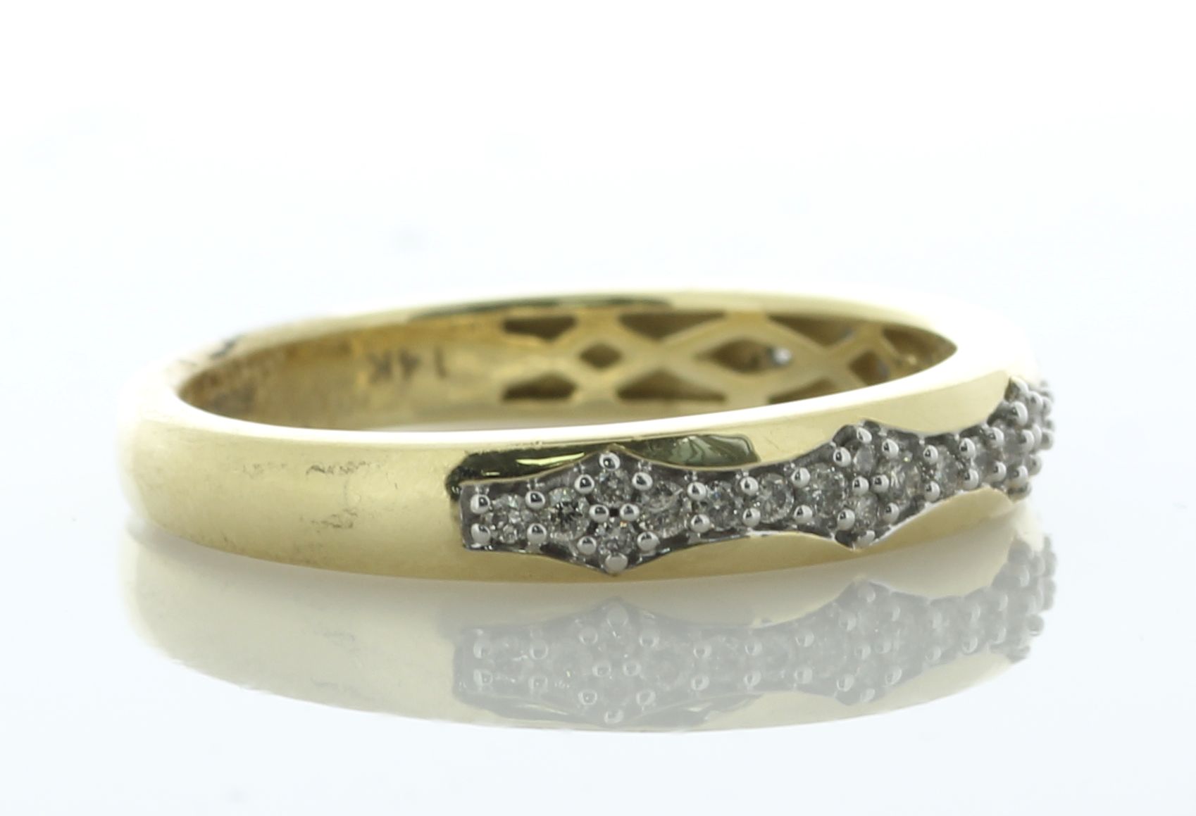 14ct Yellow Gold Illusion Set Semi Eternity Diamond Ring 0.17 Carats - Valued By IDI £2,530.00 - A - Image 2 of 4