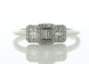 9ct White Gold Three Stone Diamond Ring 0.20 Carats - Valued By IDI £1,540.00 - Two baguette cut