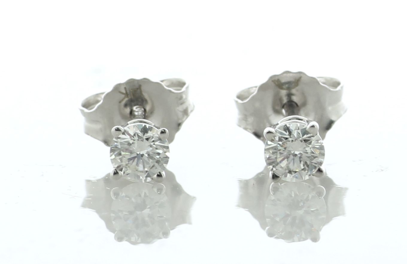 14ct White Gold Single Stone Prong Set Diamond Stud Earring 0.50 Carats - Valued By IDI £2,440.