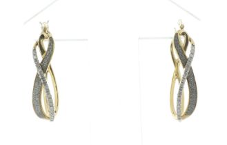 14ct Yellow Gold 'Infinity' Diamond Hoop Earring 0.25 Carats - Valued By IDI £2,365.00 - A unique