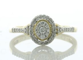 9ct Yellow Gold Oval Cluster Halo And Shoulders Diamond Ring 0.20 Carats - Valued By IDI £1,645.00 -