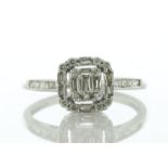 18ct White Gold Emerald Cluster Diamond Ring 0.30 Carats - Valued By IDI £2,850.00 - Five baguette