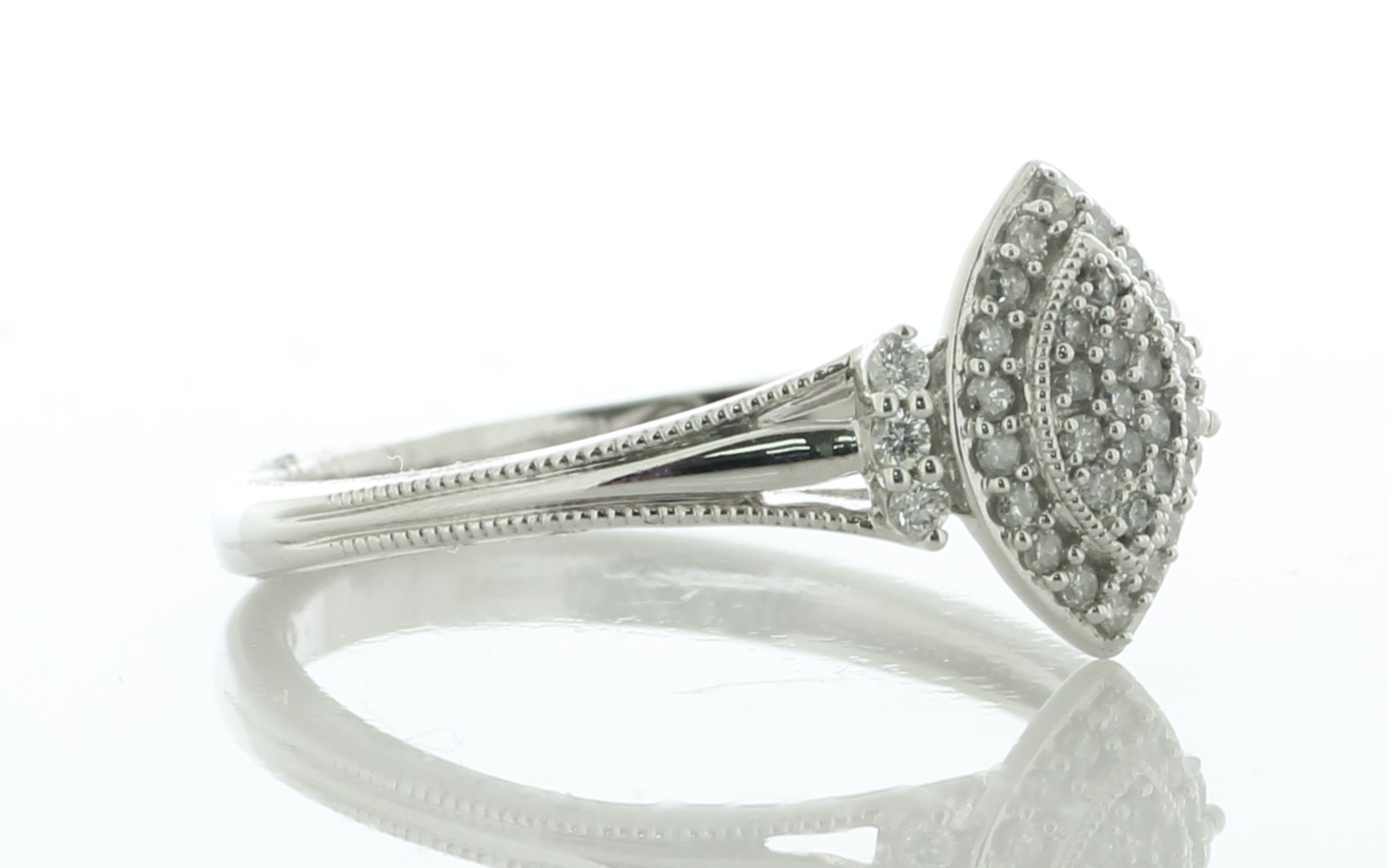 9ct White Gold Marquise Cluster Diamond Ring 0.20 Carats - Valued By IDI £1,560.00 - Thirteen single - Image 2 of 6