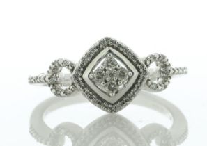 9ct White Gold Cluster With Halo And Shoulders Ring 0.17 Carats - Valued By IDI £1,320.00 - A