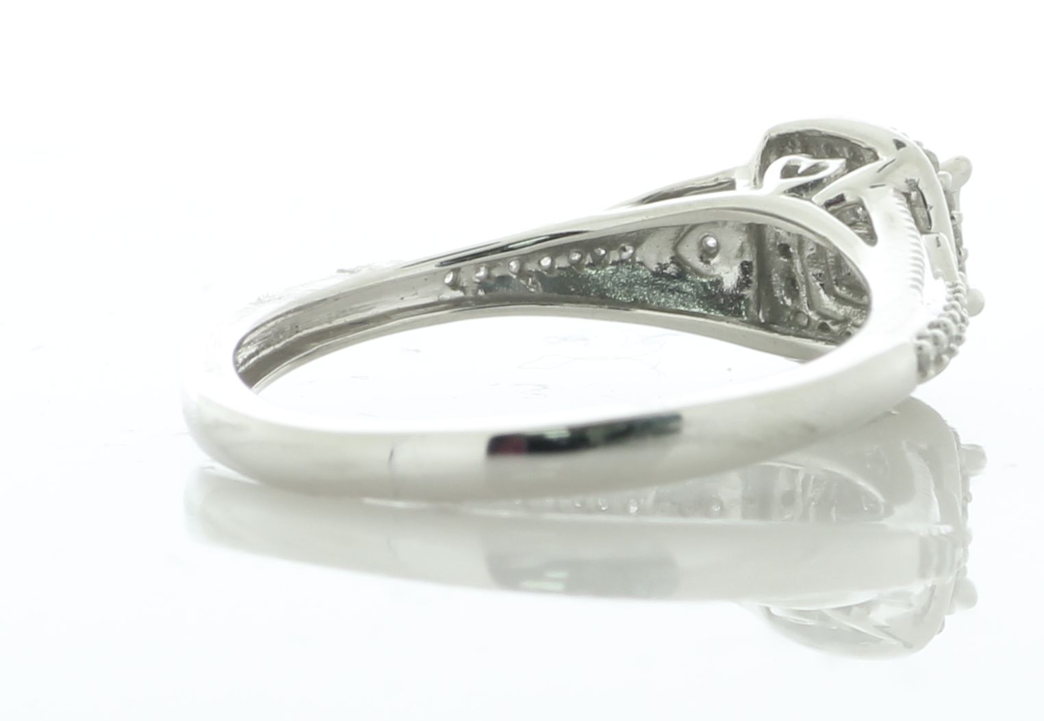 9ct White Gold Single Stone With Halo And Shoulders Ring 0.20 Carats - Valued By IDI £1,510.00 - - Image 4 of 6