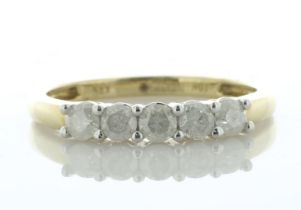 9ct Yellow Gold Five Stone Diamond Ring 0.50 Carats - Valued By IDI £1,695.00 - Five round brilliant