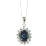 Platinum Oval Cut Sapphire And Diamond Pendant (S1.56) 0.47 Carats - Valued By IDI £4,800.00 - A