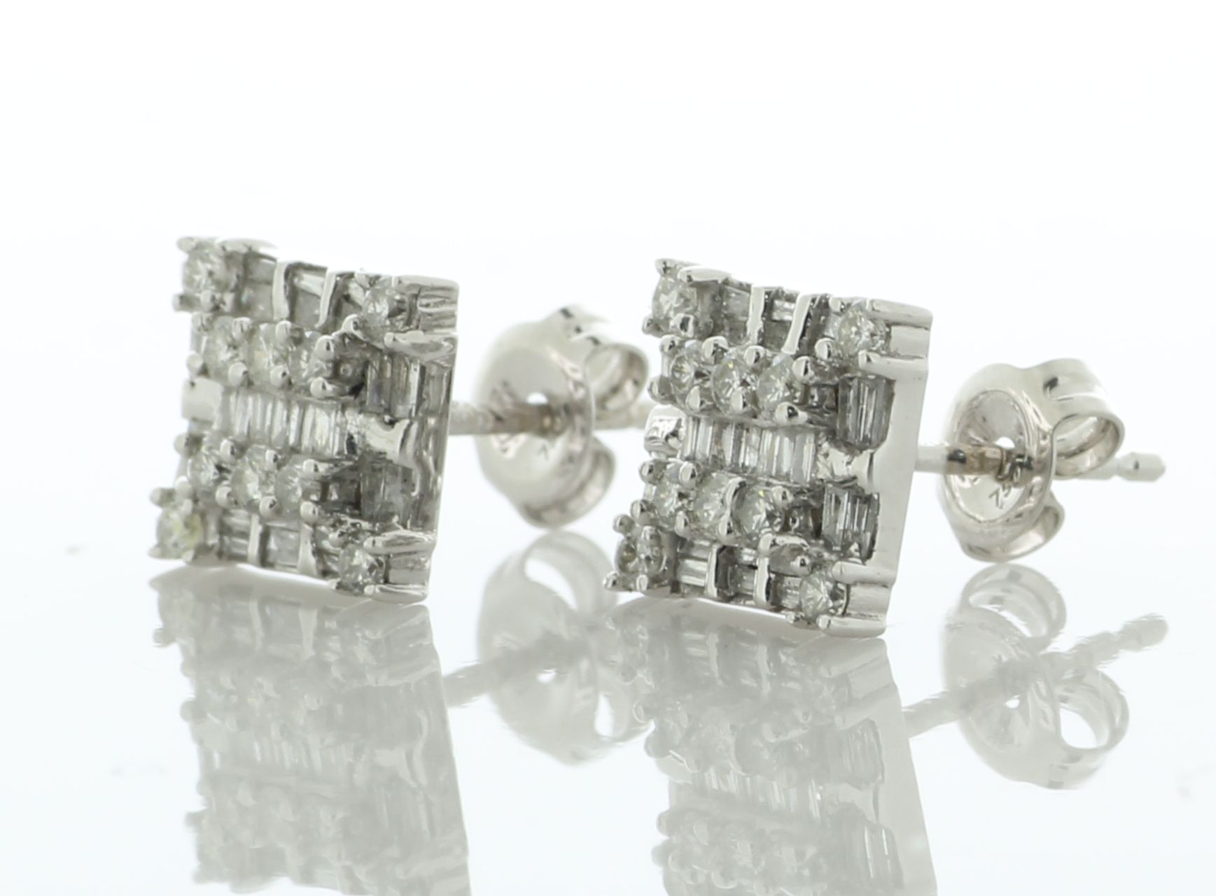 14ct White Gold Square Cluster Diamond Stud Earring 0.50 Carats - Valued By IDI £3,210.00 - These - Image 2 of 5