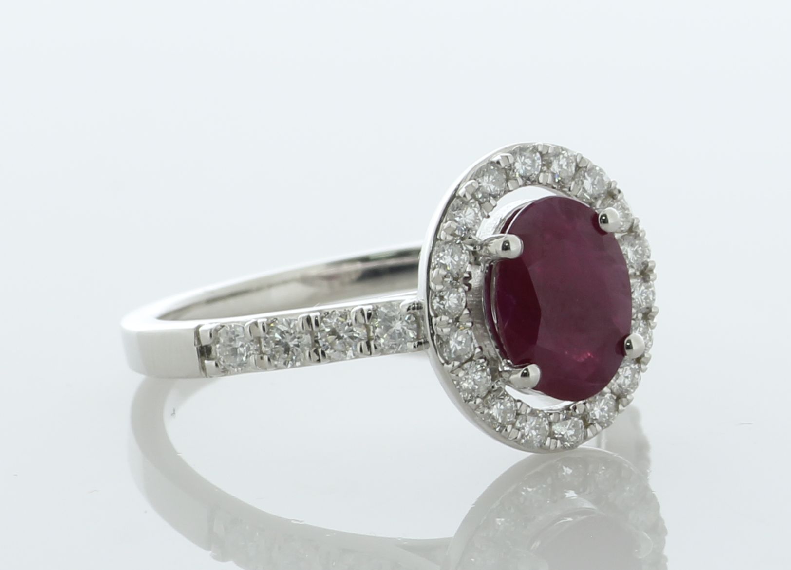 18ct White Gold Ladies Cluster Diamond And Ruby Ring (R2.00) 0.65 Carats - Valued By AGI £6,950.00 - - Image 2 of 5