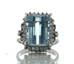 Platinum Cluster Diamond And Emerald Aqua Marine Ring (AM7.90) 0.40 Carats - Valued By IDI £11,655.