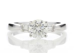 18ct White Gold Diamond Ring With Baguette 1.15 Carats - Valued By IDI £27,260.00 - A beautiful