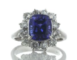 Platinum Tanzanite And Diamond Cluster Ring (T3.21) 1.21 Carats - Valued By IDI £19,575.00 - A