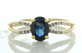 9ct Yellow Gold Diamond And Sapphire Ring (S0.96) 0.03 Carats - Valued By IDI £2,100.00 - An oval