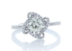 18ct White Gold Halo Set Ring 0.96 Carats - Valued By IDI £15,660.00 - One natural round brilliant