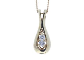 9ct Two Stone Claw Set Diamond Pendant 0.33 Carats - Valued By IDI £2,410.00 - Two round brilliant